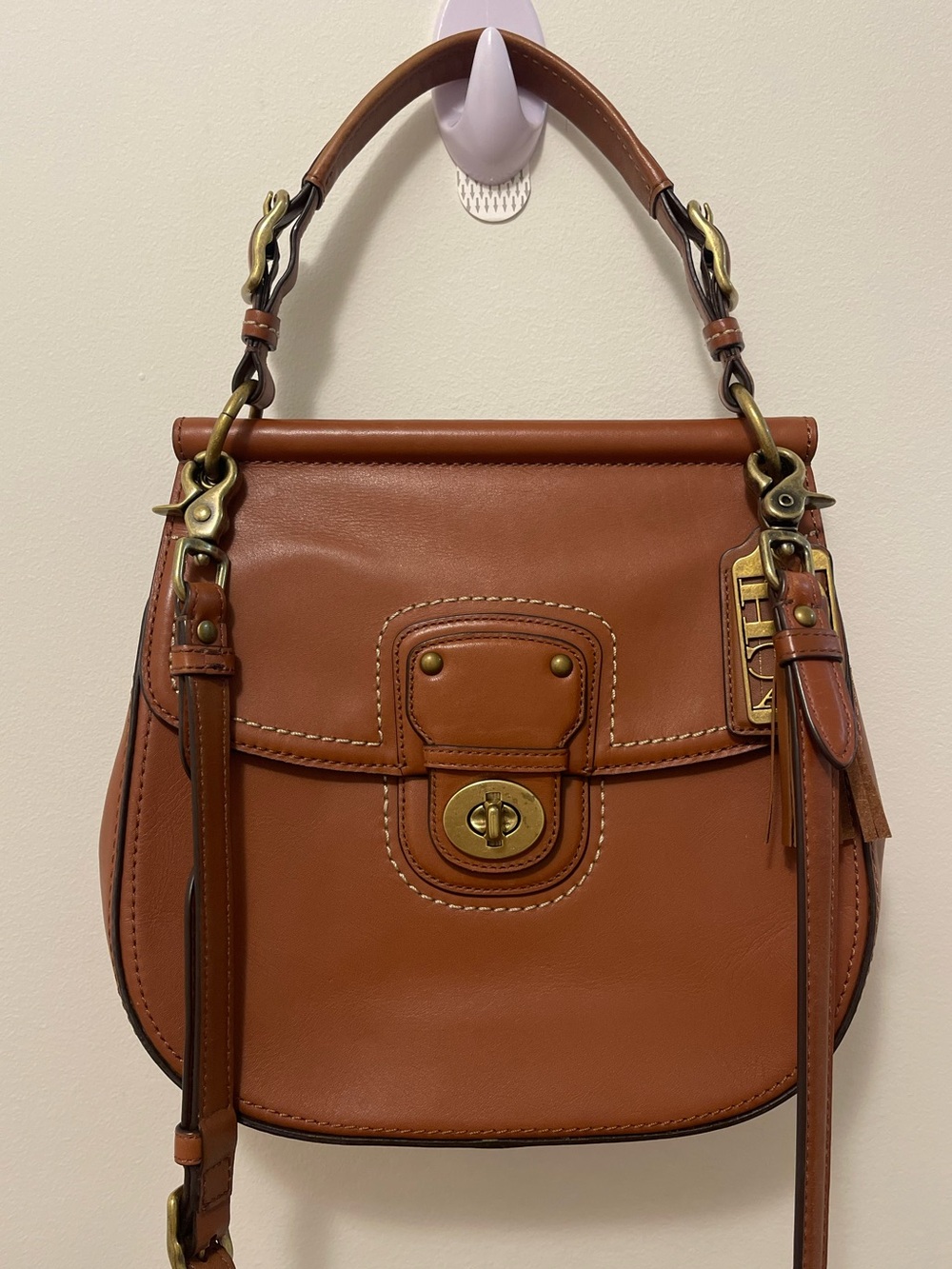 Coach Willis 70th Anniversary British Tan Leather Bag with Brass Hardware